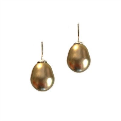 Baroque Pearl Drop Earrings (Mocha)